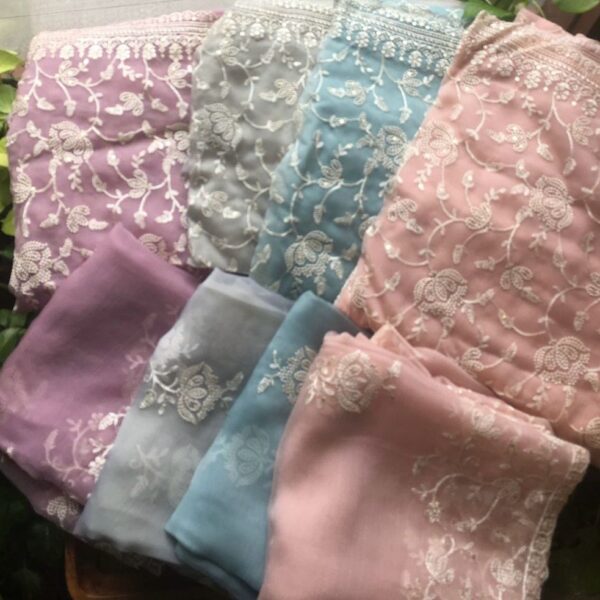 An beautiful & ethereal Chikankari collection in chiffon top & Duppatta & santoon bottom