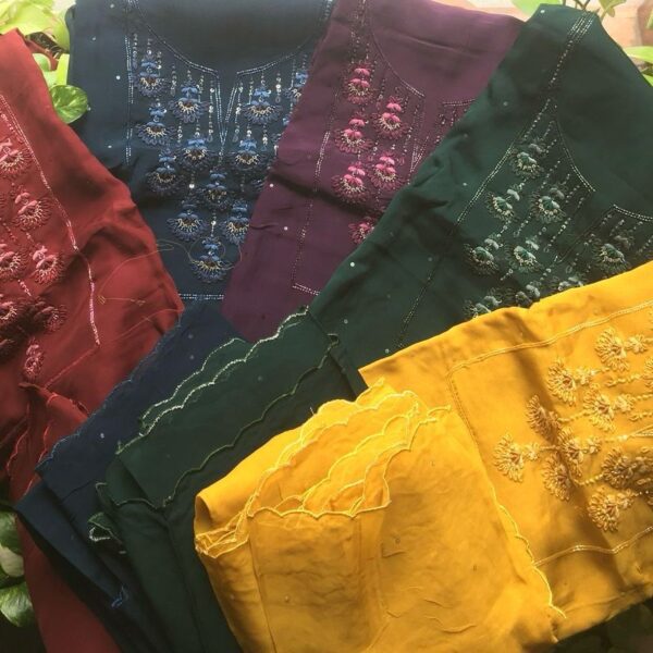 Launching beautiful Premium Pure Silk Organza Suits with exquisite hand embroidery on top & Duppatta & santoon bottom !