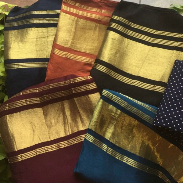 A beautiful designer collection in Semi Modal top with exquisite Bavanchi weaving , cotton silk bottom & a beautiful Semi Modal Duppatta with very unique & classy Polka a& Ajrak Block Prints