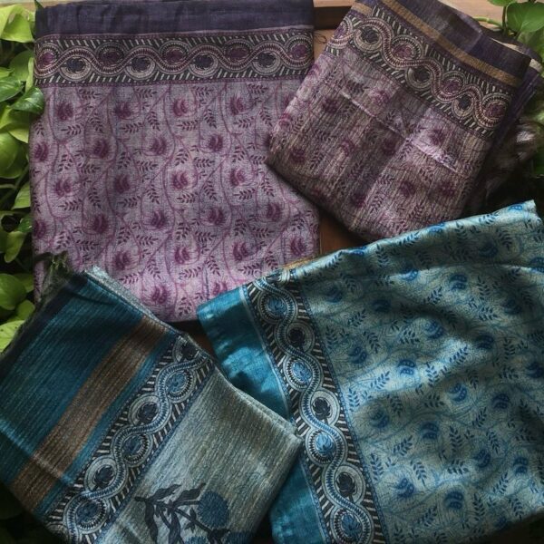 A beautiful collection in Chandheri silk top & Duppatta with elegant block prints & Santoon bottom