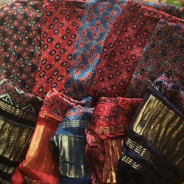 Stunning new collection of pure Modal top & Duppatta with beautiful Ajrakhs block prints & Bavanchi borders & santoon bottom
