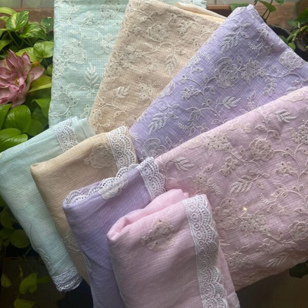 A beautiful collection of Pure Kota Doria top & Duppatta in beautiful pastel hues with beautiful Chikankari embroidery & cotton bottom