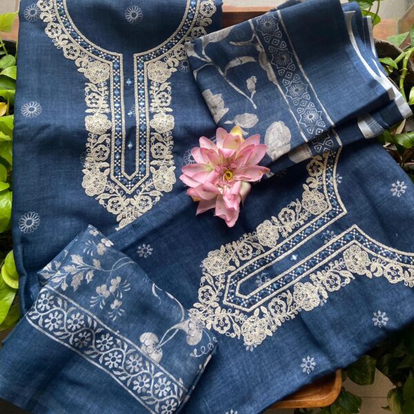 Presenting Our Beautiful new collection in semi linen cotton top & Duppatta with beautiful block prints & embroidery & cotton bottom