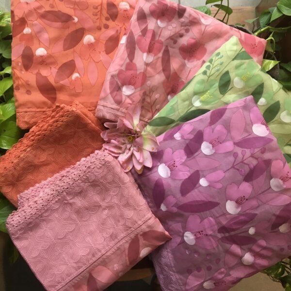 Our Beautiful New collection in organza top & Duppatta with Tepchi Chikankari embroidery & floral hand painting & , cotton bottom Presenting