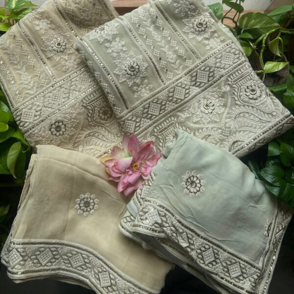 A beautiful premium collection of viscose georgette top & Duppatta with exquisite Chikankari embroidery. No bottom