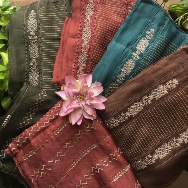 A beautiful premium collection of malai Chandheri top with exquisite embroidery & designer detailing ,santoon bottom also with designer detailing & malai Chandheri Duppatta with stunningly gorgeous embroidery