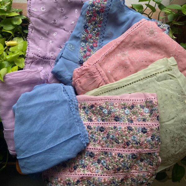 A beautiful premium collection of Viscose georgette top & Duppatta with beautiful floral embroidery & detailing no bottom