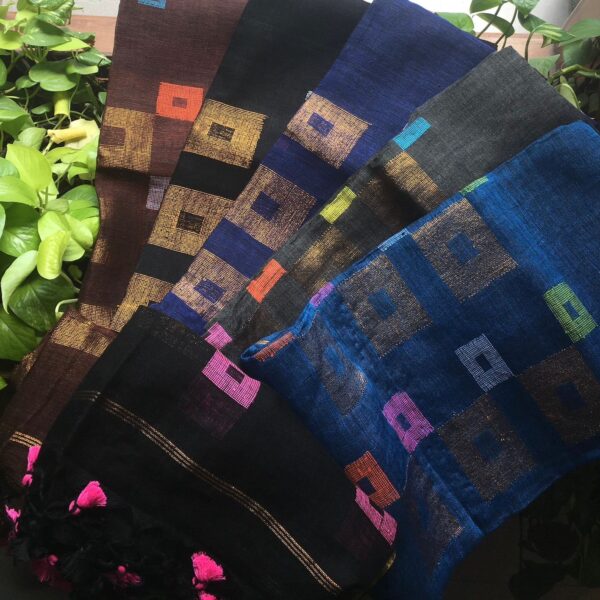 A beautiful premium collection of Pure Premium Linen Silk Top & Duppatta with stunning Jamdhani hand weave . No bottom