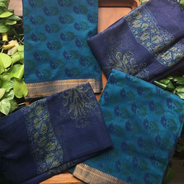 A beautiful collection of Cotton suits on pure mangalgiri cotton top with beautiful block prints and border , cotton bottom and Kota Doria Duppatta