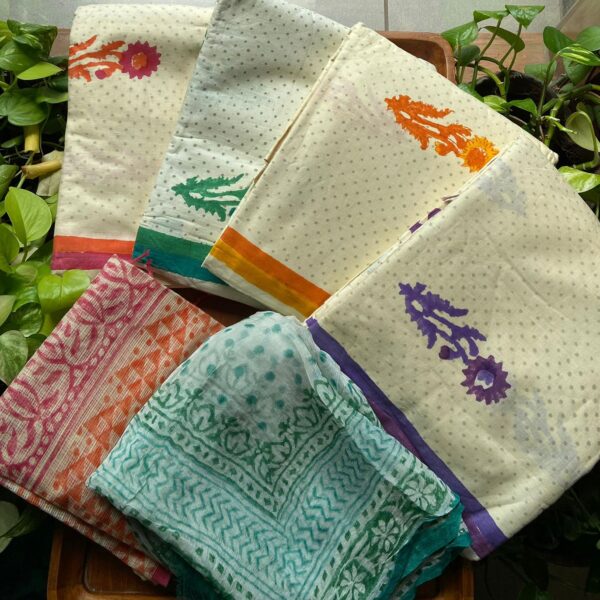 ☘️ A beautiful collection of Pure cotton top with block prints, cotton printed bottom and Kota Doria Duppatta