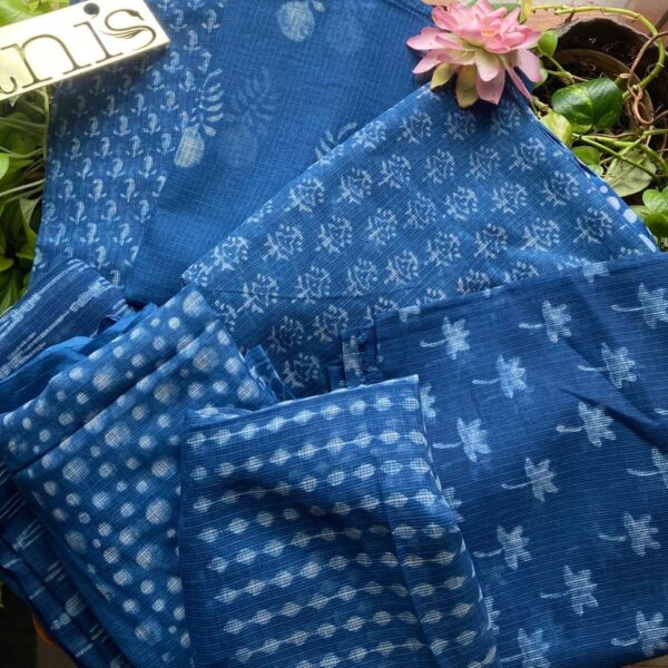 ☘️ A beautiful premium collection of pure kotas for all indigo lovers!! Pure Kota Doria top and Duppatta with pretty block prints and cotton printed Cotton bottom