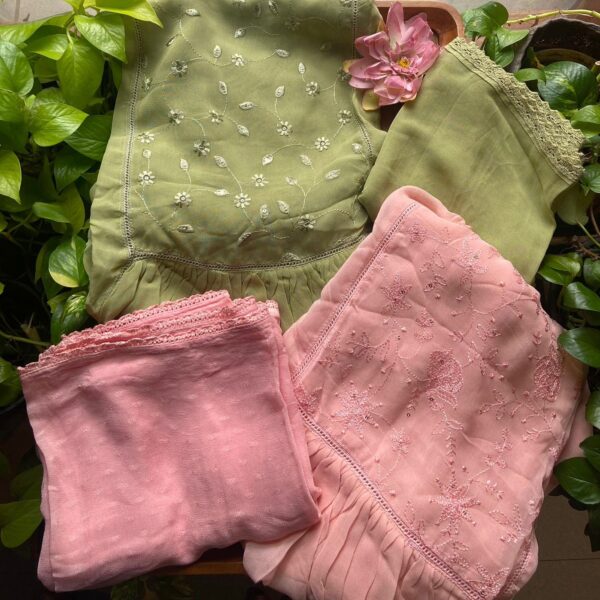 A beautiful premium collection of pure viscose georgette top with beautiful embroidery detailing & georgette duppatta ! No bottom !!!Hurry & order these before we run out of them