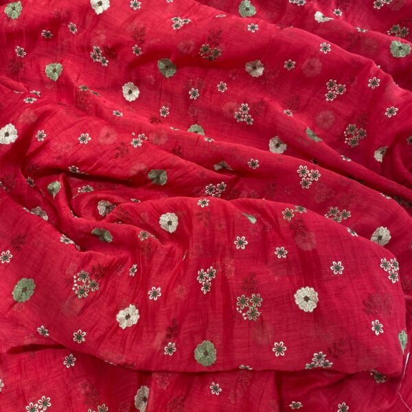 Presenting a beautiful Butter soft Christmas red Malai Chandheri fabric that can be styled as an Aline suit, stylish frocks or sarees!!! Can be cut in meterage as required