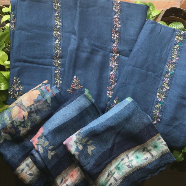 Presenting a stunning collection of Linen top with exquisite embroidery all along yoke & length of full top , & a beautiful Linen Duppatta with stunningly gorgeous floral prints Hurry & order these before we run out of them!