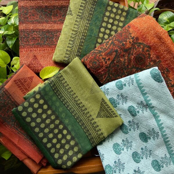 Presenting a stunning collection of soft Kota silk top with block prints & Tepchi Chikankari embroidery, cotton bottom & Kota silk Duppatta with block prints !!! Limited pieces available!!!Hurry & order these before we run out of them! Perfect choice for gifting your dear ones this festive season