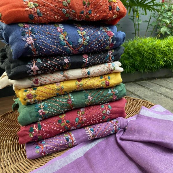 ☘️ A beautiful premium collection of Linen top and Duppatta with exquisite hand embroidery detailing and silver Zari borders . Santoon bottom ! Hurry and order these before we run out of them