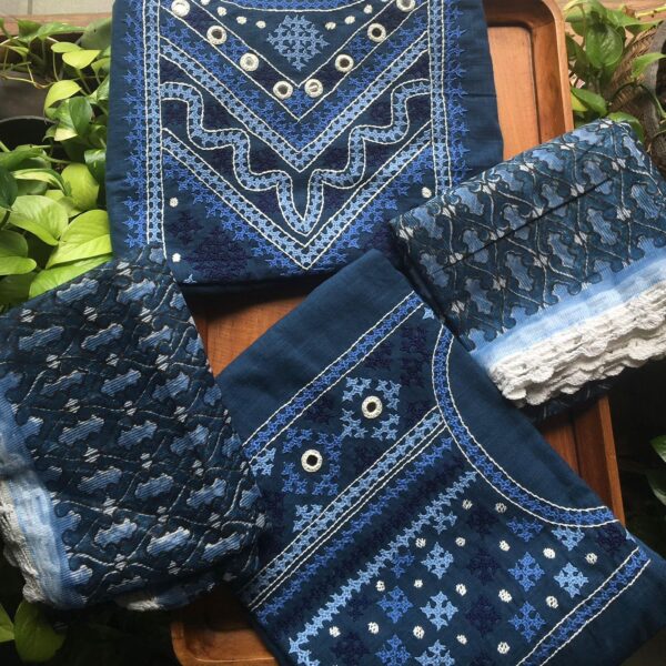 Beautiful pure cotton top with authentic Kutch hand embroidery, cotton botton and block printed Kota silk Duppatta!!! Can be customised additionally. Limited pieces available!!!Hurry and order these before we run out of them! Perfect choice for gifting your dear ones this festive season