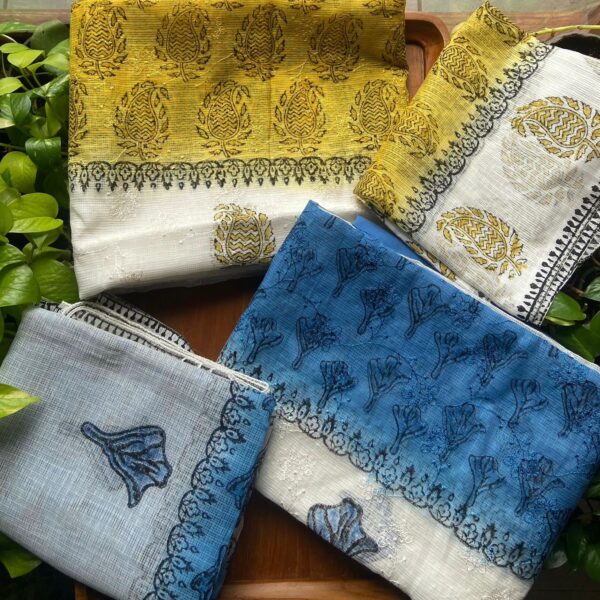 Beautiful Tepchi Chikankari top & Duppatta with block prints & cotton bottom. !!!Limited pieces available!!!Hurry & order these before we run out of them