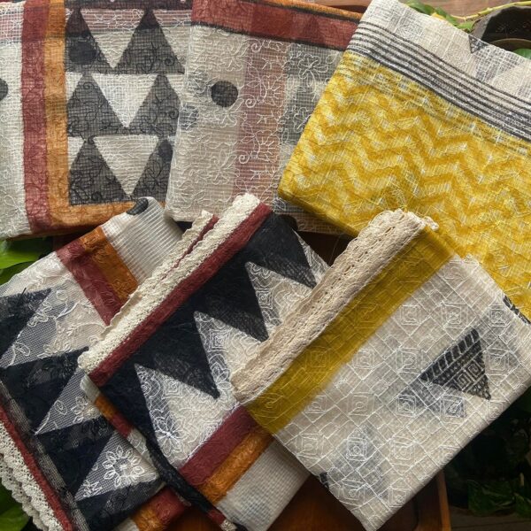 A beautiful collection of Tepchi Chikankari embroidered top with block prints , cotton bottom & matka silk Duppatta with block prints !!! Limited pieces available!!!Hurry & order these before we run out of them! Perfect choice for gifting your dear ones this festive season