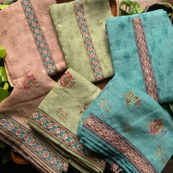 ☘️Beautiful chandheri silk top and Duppatta with intricate Kanta work embroidery and santoon bottom…