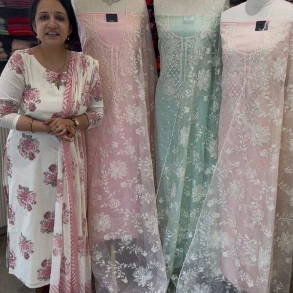 Stunning Pure Organza top & Duppatta with stunning embroidery & santoon bottom