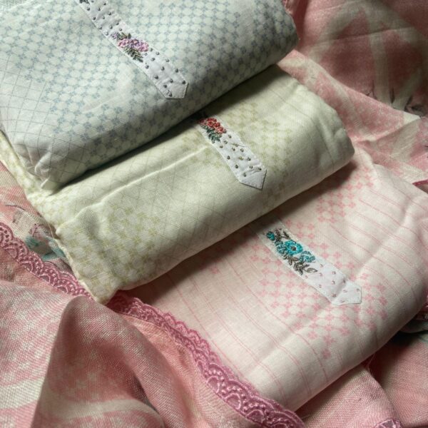 Are you looking out for Beautiful Linens to add to your wardrobe ? These Floral Linens are the perfect choice! Beautiful & exclusive Linen top & duppattas with intricate hand embroidery & floral prints & cotton bottom
