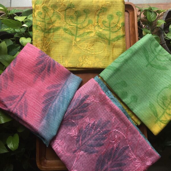 Stunning Kota silk top with beautiful ombré dyeing & Tepchi Chikankari embroidery, cotton bottom & ombré dyed Kota silk Duppatta