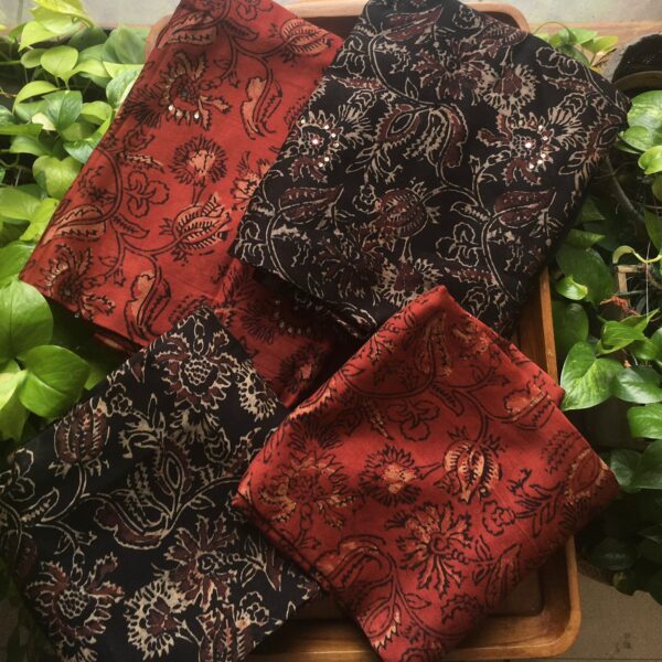 Pure maheshwari silk top with stunning Ajrak prints and hand work , cotton silk bottom and maheshwari silk Duppatta